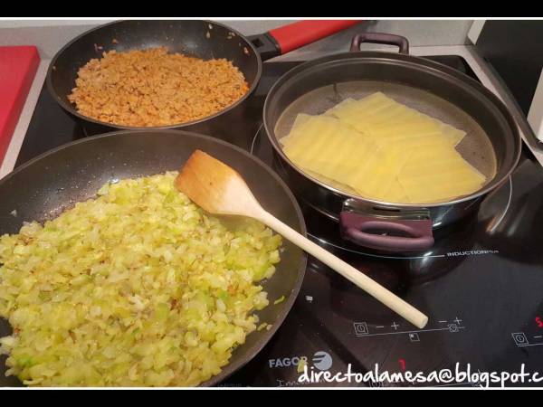 Lasaña de calabacín y carne - Preparación paso 2