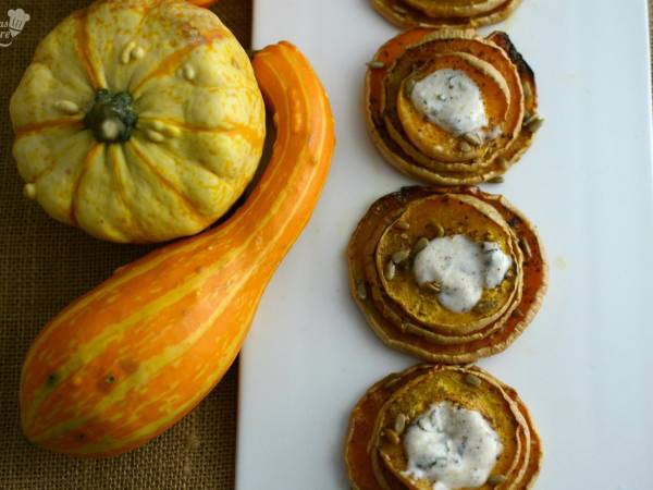 Calabaza al horno con salsa de yogur especiada - Preparación paso 2