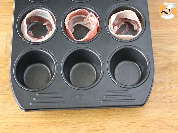 Muffins de bacon con queso express - Preparación paso 1