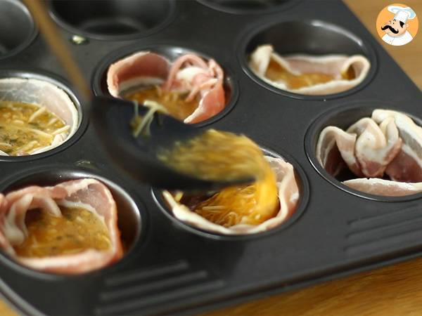 Muffins de bacon con queso express - Preparación paso 3