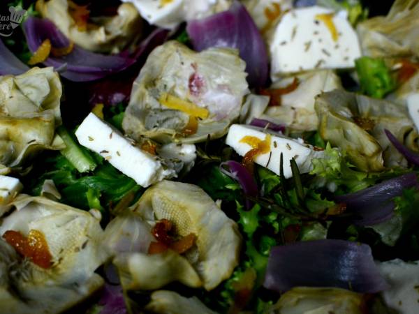 Ensalada de alcachofas y queso mozzarella - Preparación paso 1