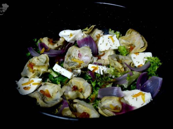 Ensalada de alcachofas y queso mozzarella - Preparación paso 2