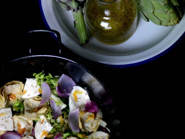 Ensalada de alcachofas y queso mozzarella - Preparación paso 3