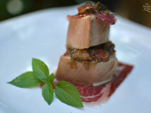 Atún a baja temperatura con jamón ibérico y pisto - Preparación paso 1