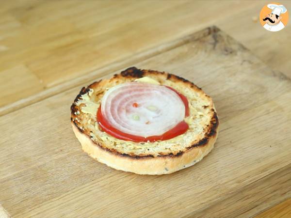 Hamburguesa vegetariana de habas rojas, frijoles - Preparación paso 6