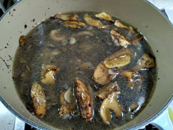 Crema de champiñones y chalotas - Preparación paso 7