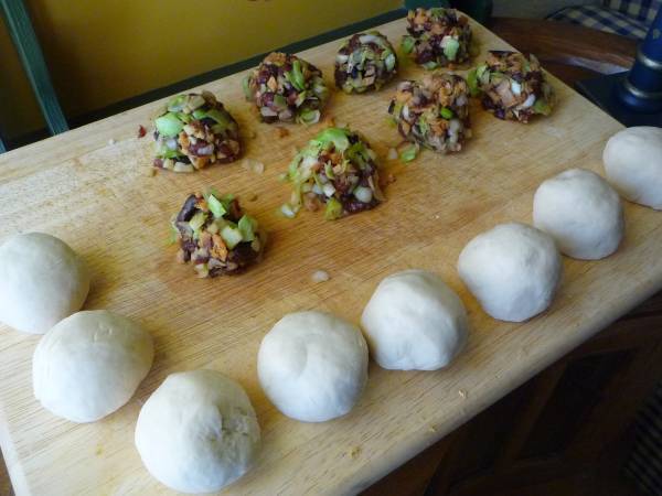 Nikuman, bollos rellenos de cerdo al vapor - Preparación paso 11