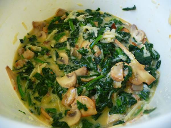 Muffins de espinacas y champiñones - Preparación paso 5