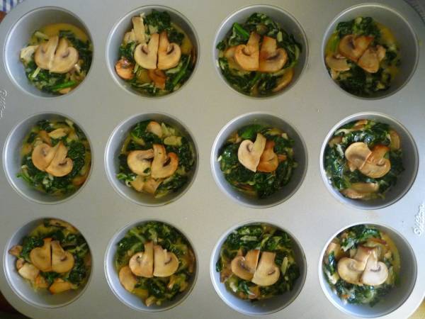 Muffins de espinacas y champiñones - Preparación paso 6