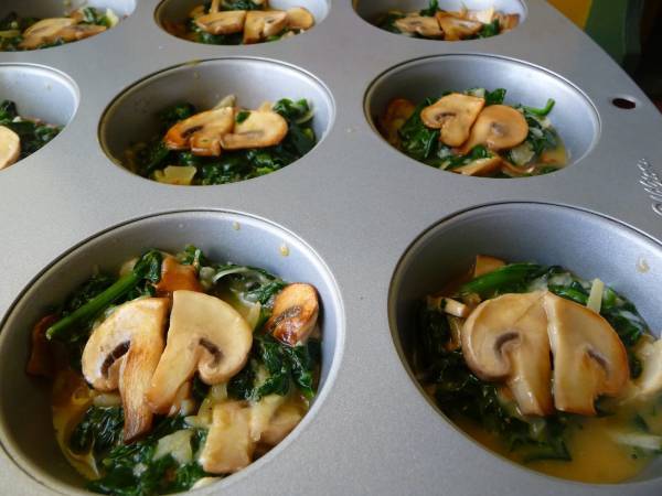 Muffins de espinacas y champiñones - Preparación paso 7