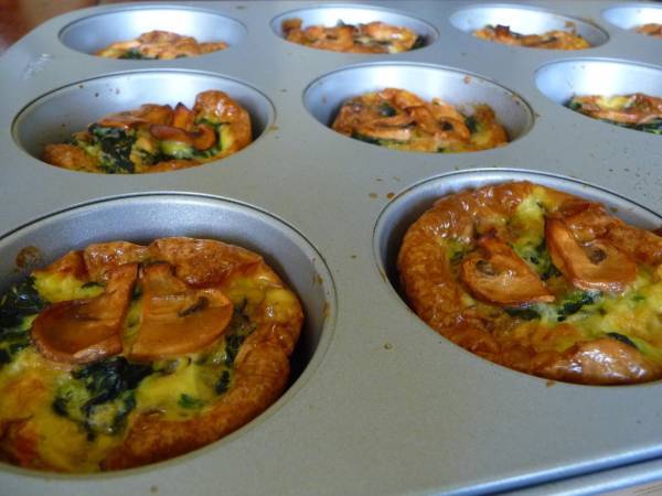 Muffins de espinacas y champiñones - Preparación paso 10