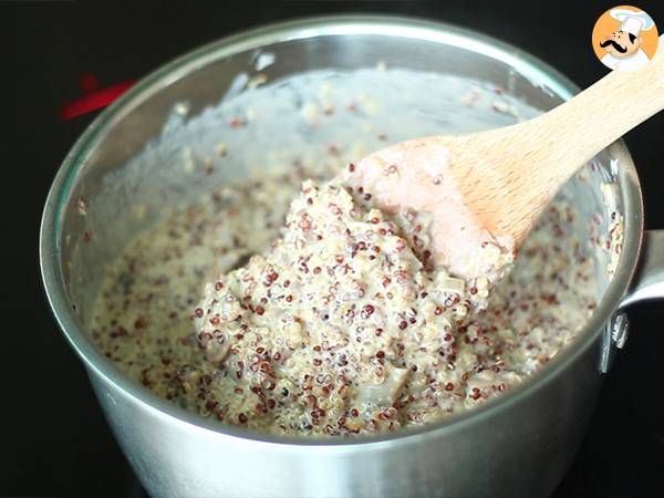 Risotto de quinoa con champiñones, vegano y sin lactosa - Preparación paso 4
