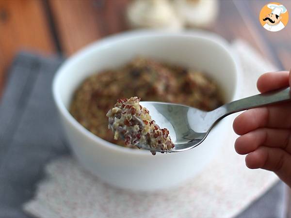 Risotto de quinoa con champiñones, vegano y sin lactosa - Preparación paso 5