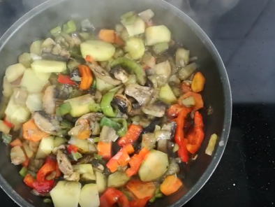 Pisto de berenjena y champiñones - Preparación paso 1