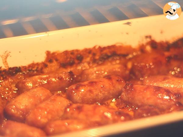 Salchichas caramelizadas con soja y miel - Preparación paso 4