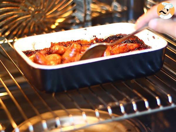 Salchichas caramelizadas con soja y miel - Preparación paso 5