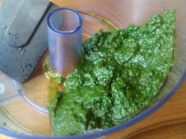 Risotto de espinacas, queso de cabra y lacón ahumado - Preparación paso 2