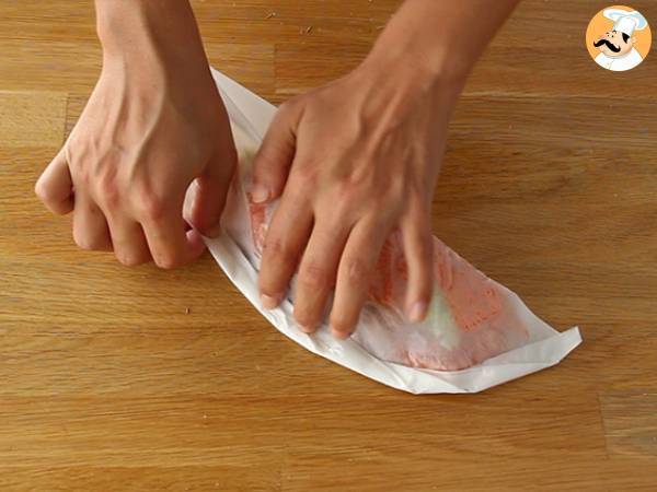 Papillote de salmón jugoso - Preparación paso 4