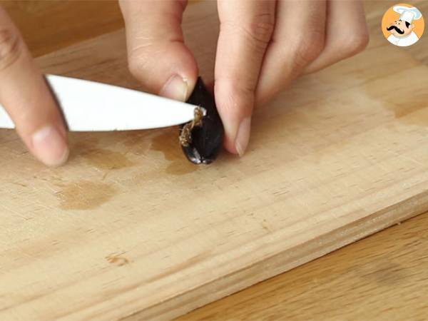 Mejillones con patatas fritas - Preparación paso 1