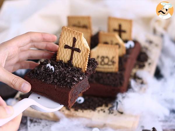 Cementerio brownie para Halloween - Preparación paso 7