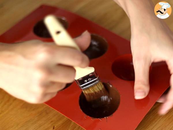 Semi esferas de chocolate sabor ferrero rocher - Preparación paso 6