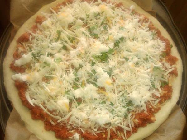 Pizza de pollo tikka - Preparación paso 10