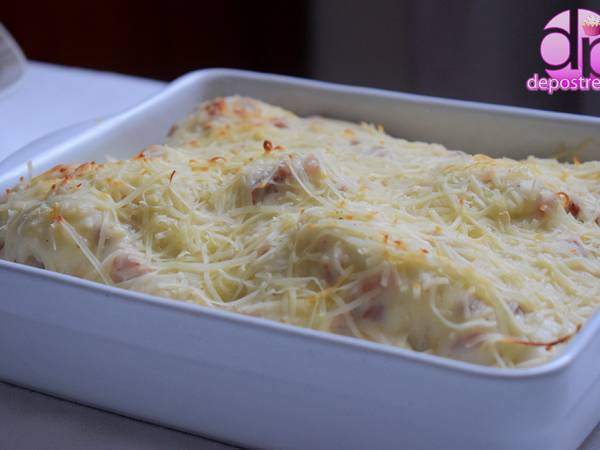 Coliflores con bechamel de jamón - Preparación paso 4