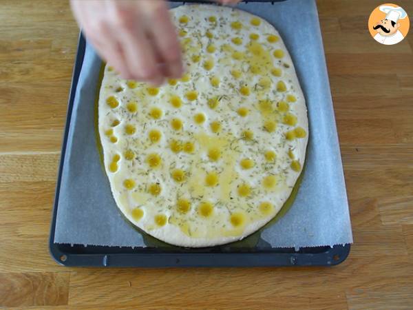 Focaccia, pan italiano con romero - Preparación paso 6
