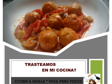 Albóndigas de pavo y pollo con champiñones y pimientos de piquillo - Preparación paso 8