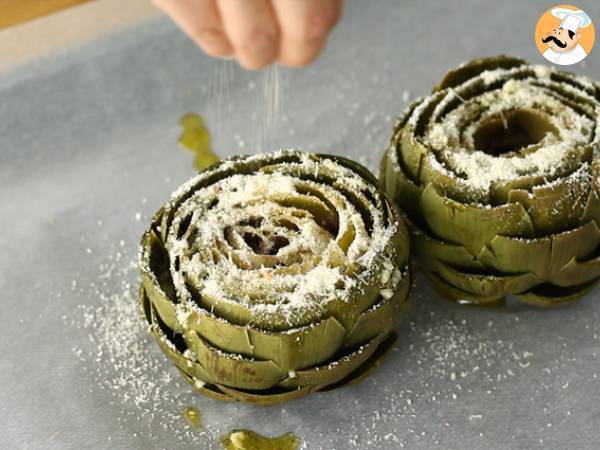 Alcachofas al horno con parmesano - Preparación paso 7