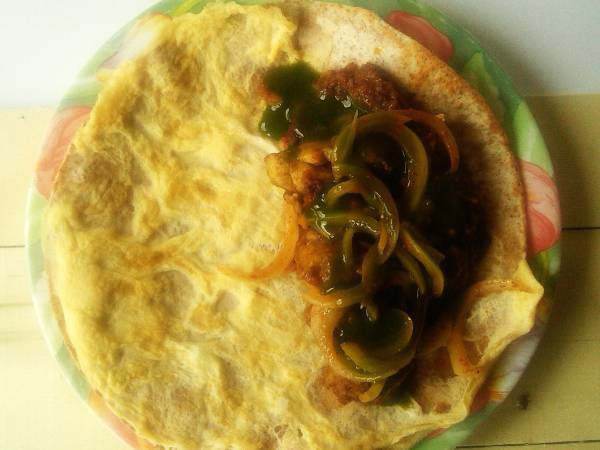 Kathi roll de pollo {chicken frankie}, comida india callejera - Preparación paso 14