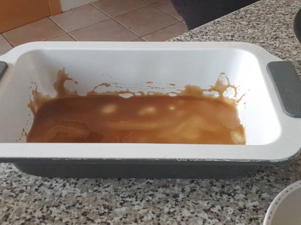 Pudin de bizcocho y melocotón - Preparación paso 6