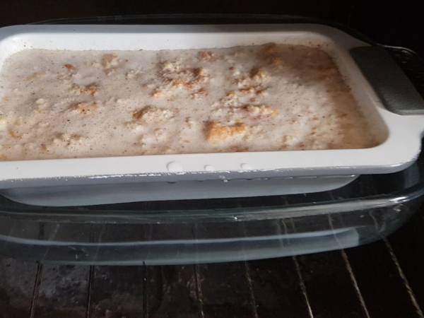 Pudin de bizcocho y melocotón - Preparación paso 8