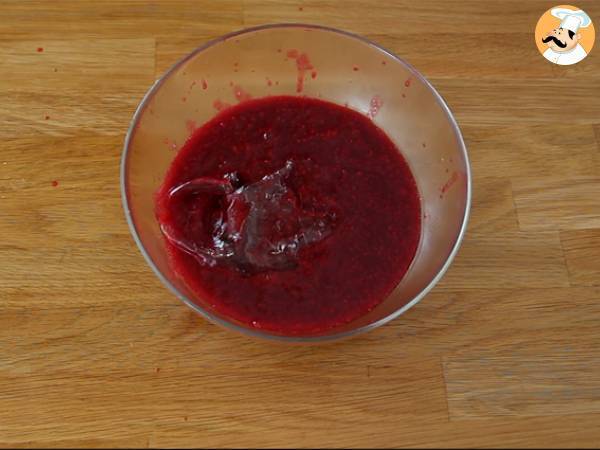 Tronco de mango y frambuesa - Preparación paso 1