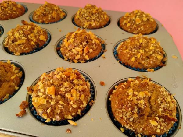 Muffins veganos de plátano, nueces y dátiles - Preparación paso 7