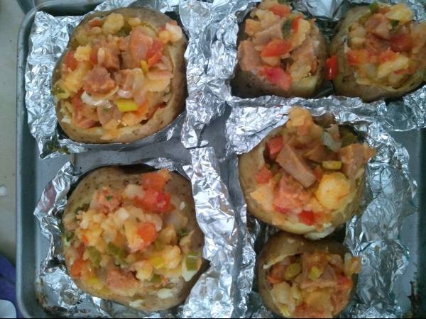 Papas horneadas rellenas del Caribe - Preparación paso 4