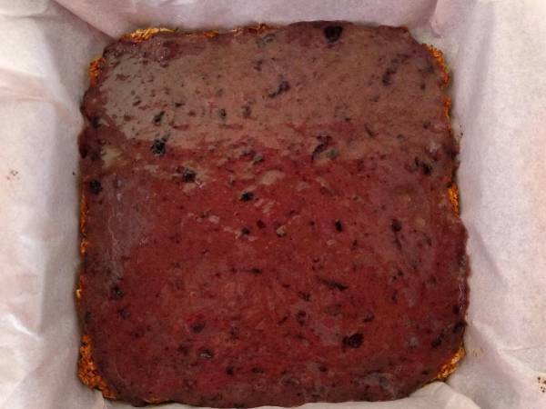 Barritas de arándanos, coco y chocolate {receta vegana, paleo y sin azúcar refinada} - Preparación paso 6