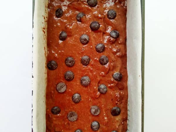 Bizcocho de chocolate, calabacín y plátano - Preparación paso 7