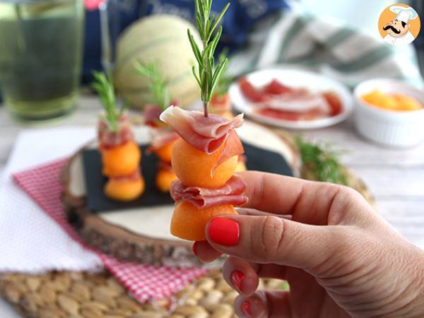 Brochetas de melón, jamón y romero - Preparación paso 4