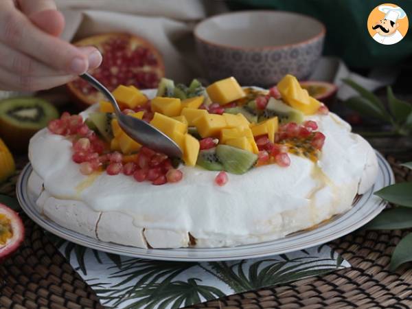 Pavlova de frutas tropicales - Preparación paso 6
