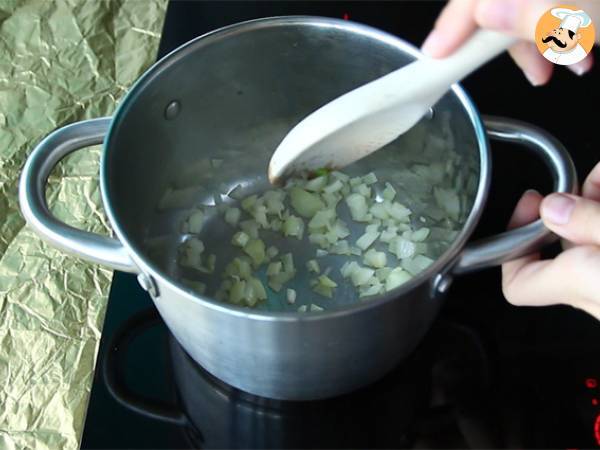 Risotto vegetariano con tomates secos y setas - Preparación paso 1