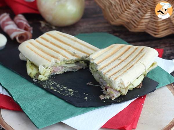 Bocata italiano: panino con pesto, mozzarella y bacon - Preparación paso 6