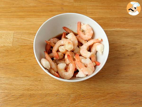 Wok de verduras con gambas - Preparación paso 1