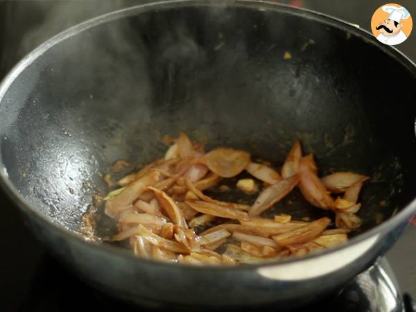 Wok de verduras con gambas - Preparación paso 3