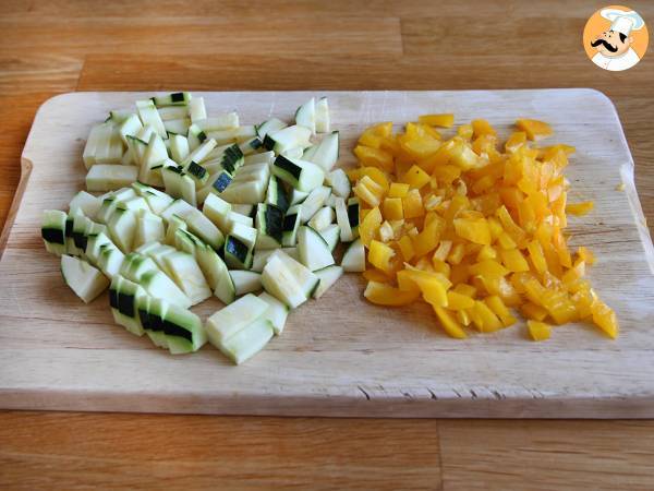 Tortilla de pimiento y calabacín - Preparación paso 1