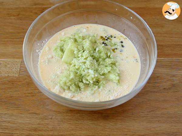 Flan salado de calabacín y pesto - sin gluten - Preparación paso 2