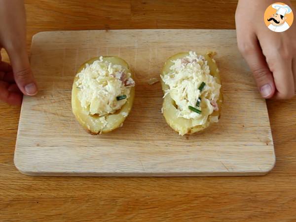 Patatas asadas con bacon y queso - Preparación paso 4