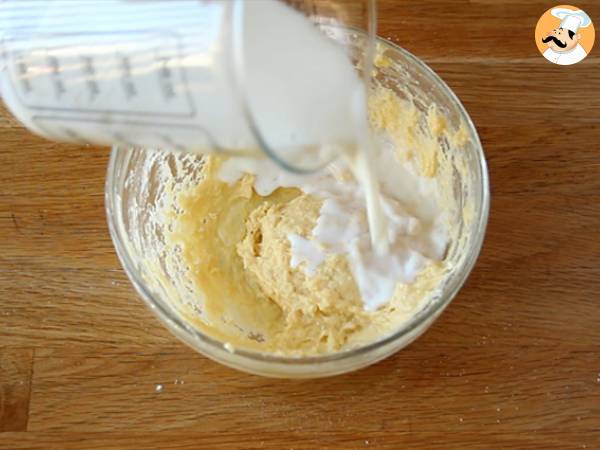 Crepes rellenos de bechamel, queso y jamón - Preparación paso 2