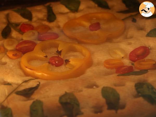 Focaccia floral- focaccia art - Preparación paso 9