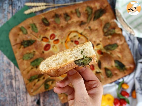 Focaccia floral- focaccia art - Preparación paso 10